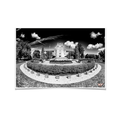 Virginia Tech Hokies - Burruss Hall Black & White